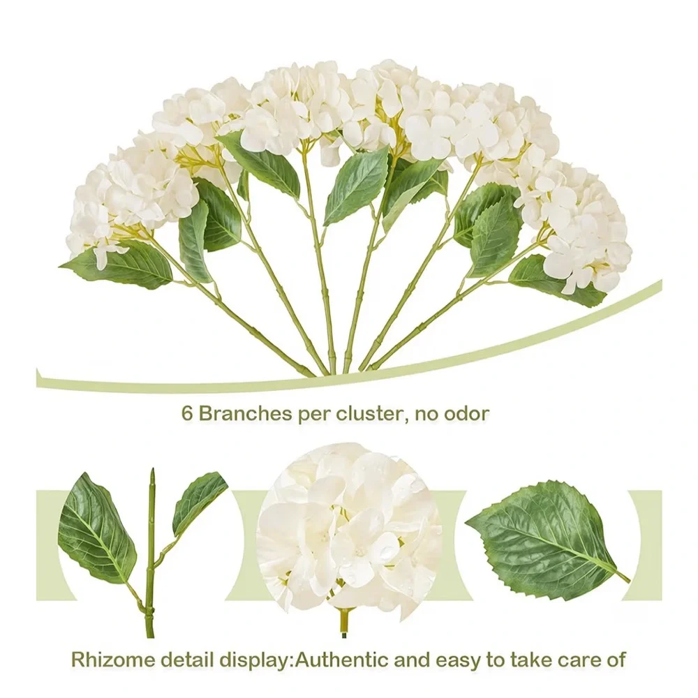 NIB Faux Hydrangeas 6 Branches Off White Wedding Centerpiece Bouquet 16.14